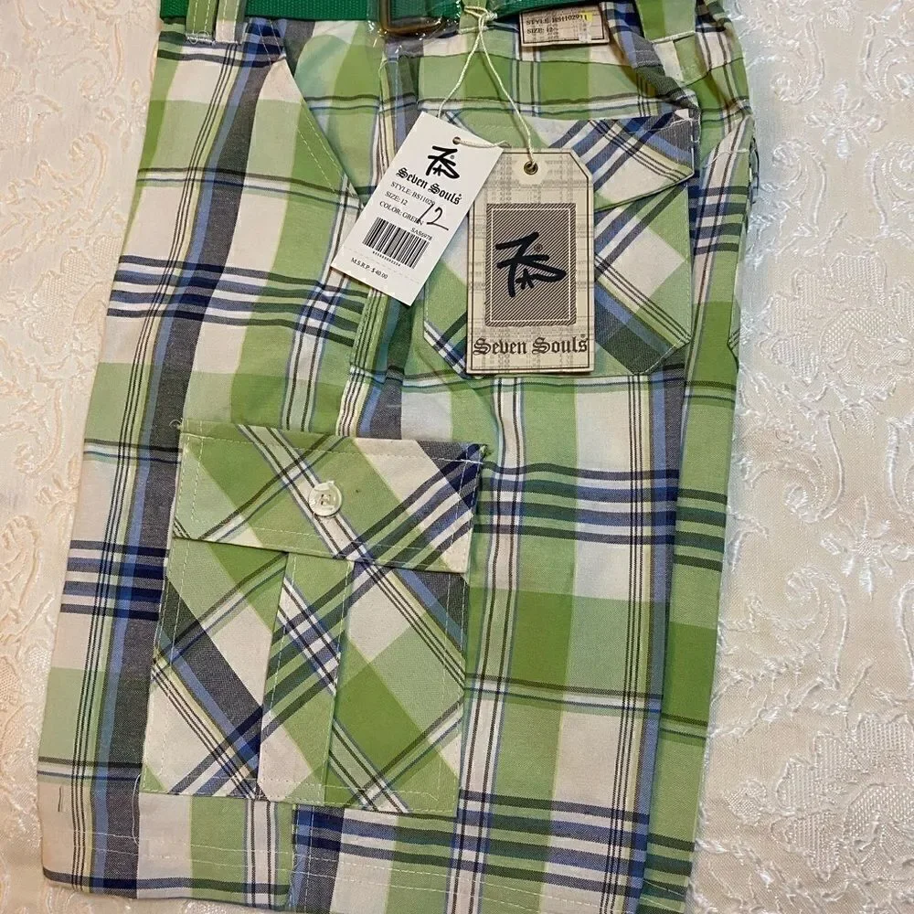 Seven Souls Boys Plaid Fashion Shorts Size :12,14
